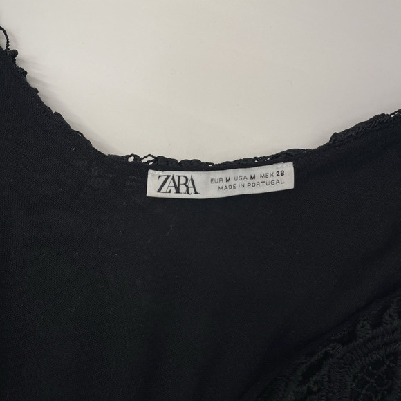 Zara Tank Top Womens Size M Black Crochet Lace Witchy Whimsigoth Grunge - Picture 4 of 6